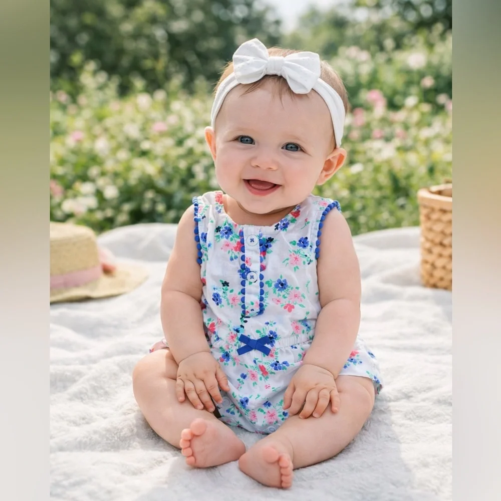 NWT Carter’s Baby Girl Floral Summer Romper | 3M Infant One-Piece Outfit